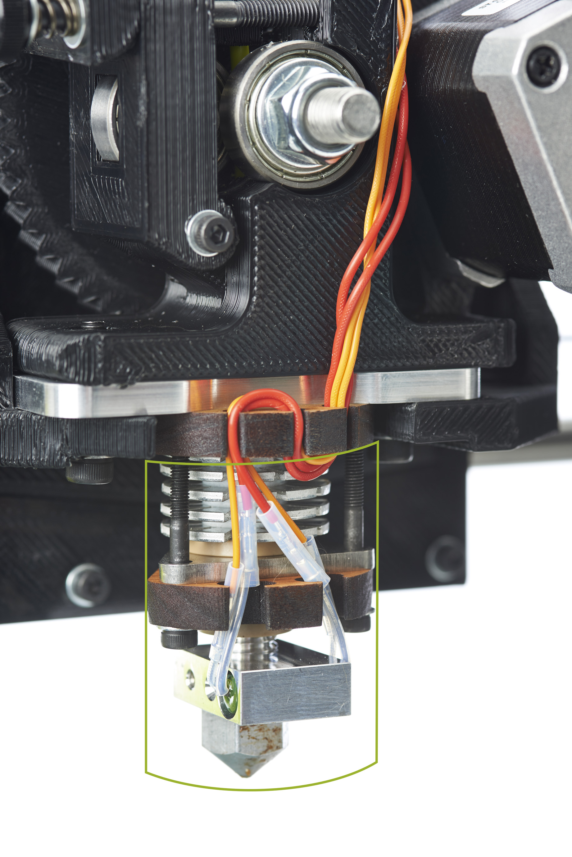 The clearance cylinder around an extruder.