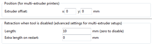 Multiple extruder options - Printer Settings Tab (Extruder).