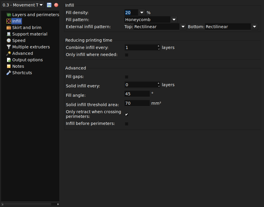 Print Settings: Infill