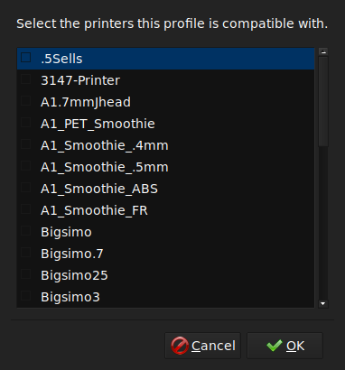 Print Settings: Compatible Printers